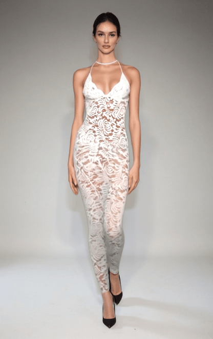 White Lace Long Jumpsuit