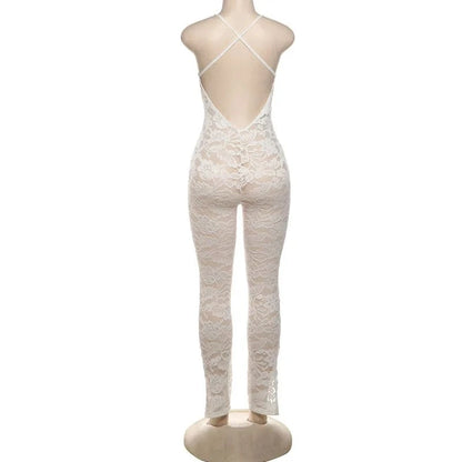 White Lace Long Jumpsuit