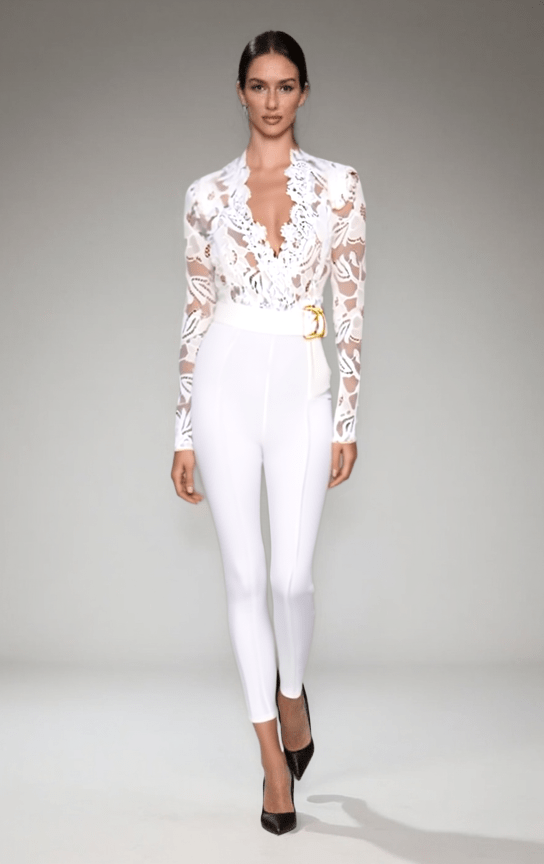 Womens White Lace Jumpsuit