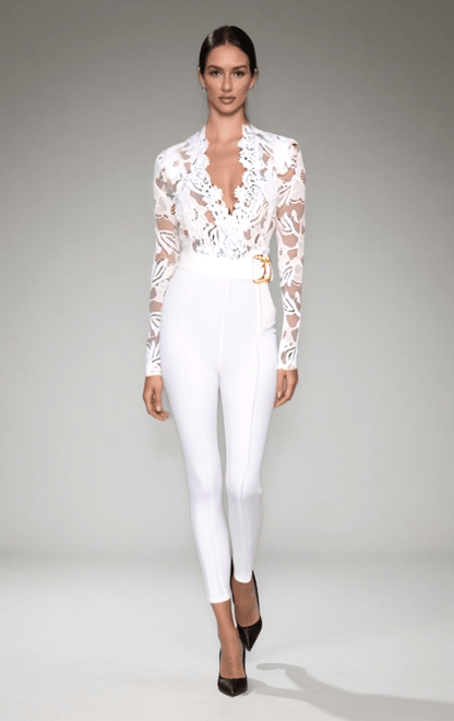 Womens White Lace Jumpsuit